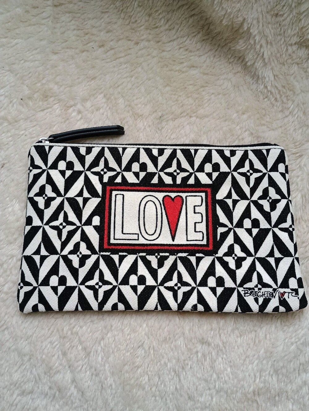 Brighton Tom Clancy "LOVE" Canvas Cosmetic Pouch Makeup Bag Black White Red